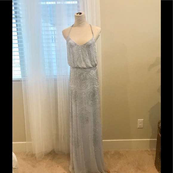 Adrianna Papell beaded blouson icy blue - Picture 4 of 5